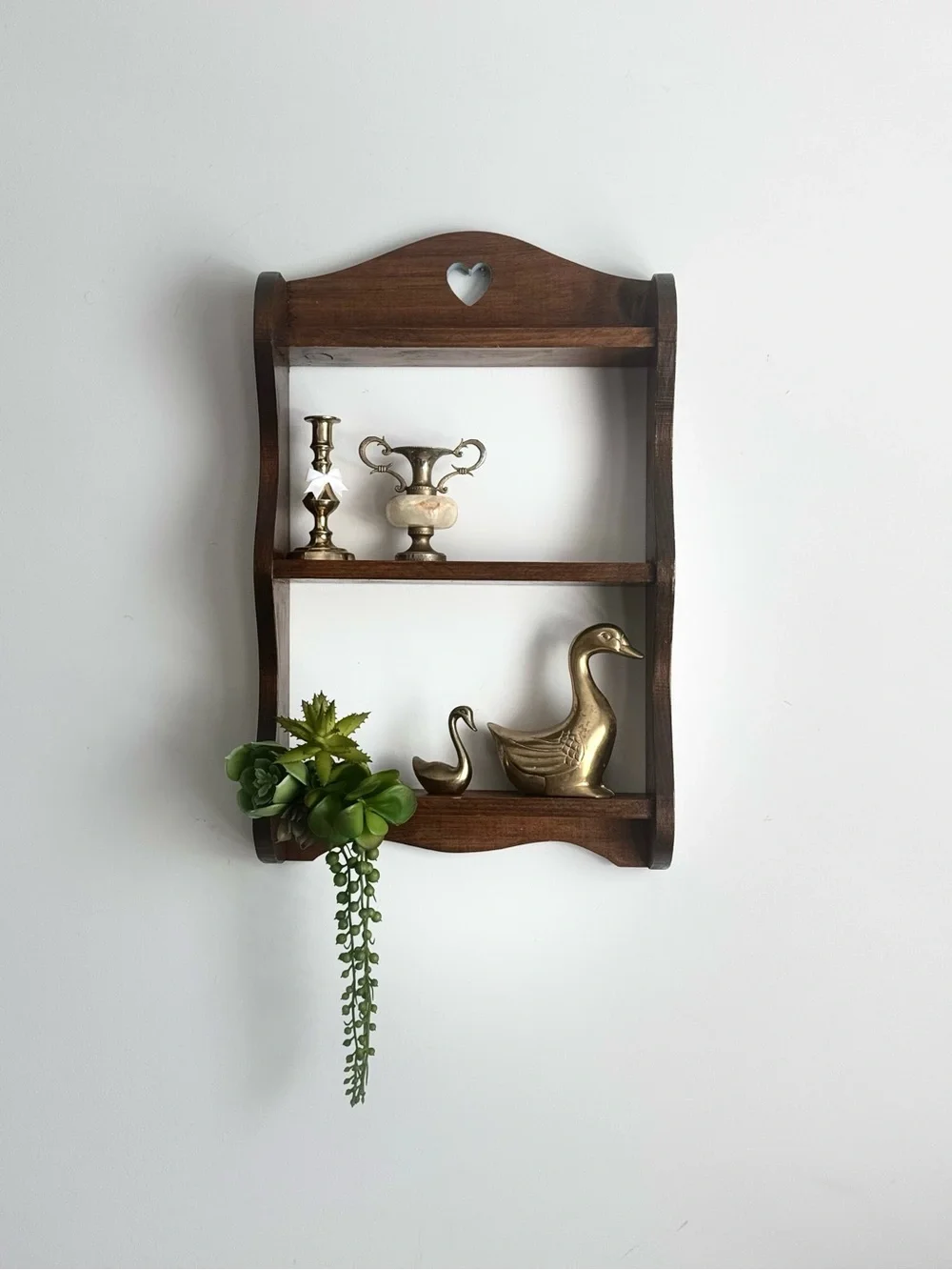 Vintage Wooden Heart Shelf Spice Rack